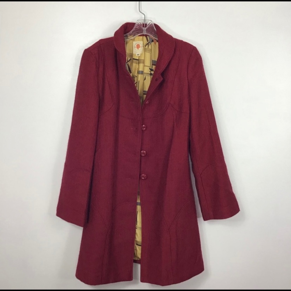 ModCloth Tulle Burgundy Red Jacket M - Picture 2 of 5